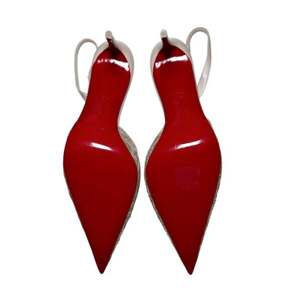 Christian Louboutin NIB Kate Max O Sling Lace Nude Leather Heels Pumps 40.5 NEW - Picture 6 of 9